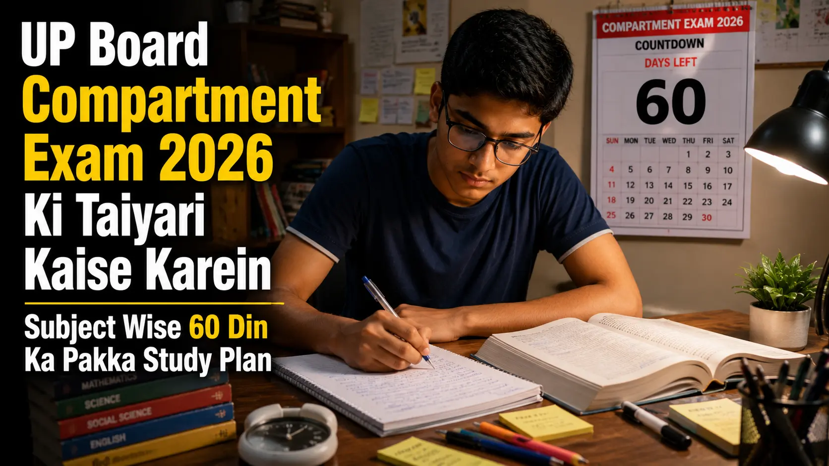 UP Board 10th Compartment Exam 2026 Ki Taiyari Kaise Karein: Subject Wise 60 Din Ka Pura Study Plan
