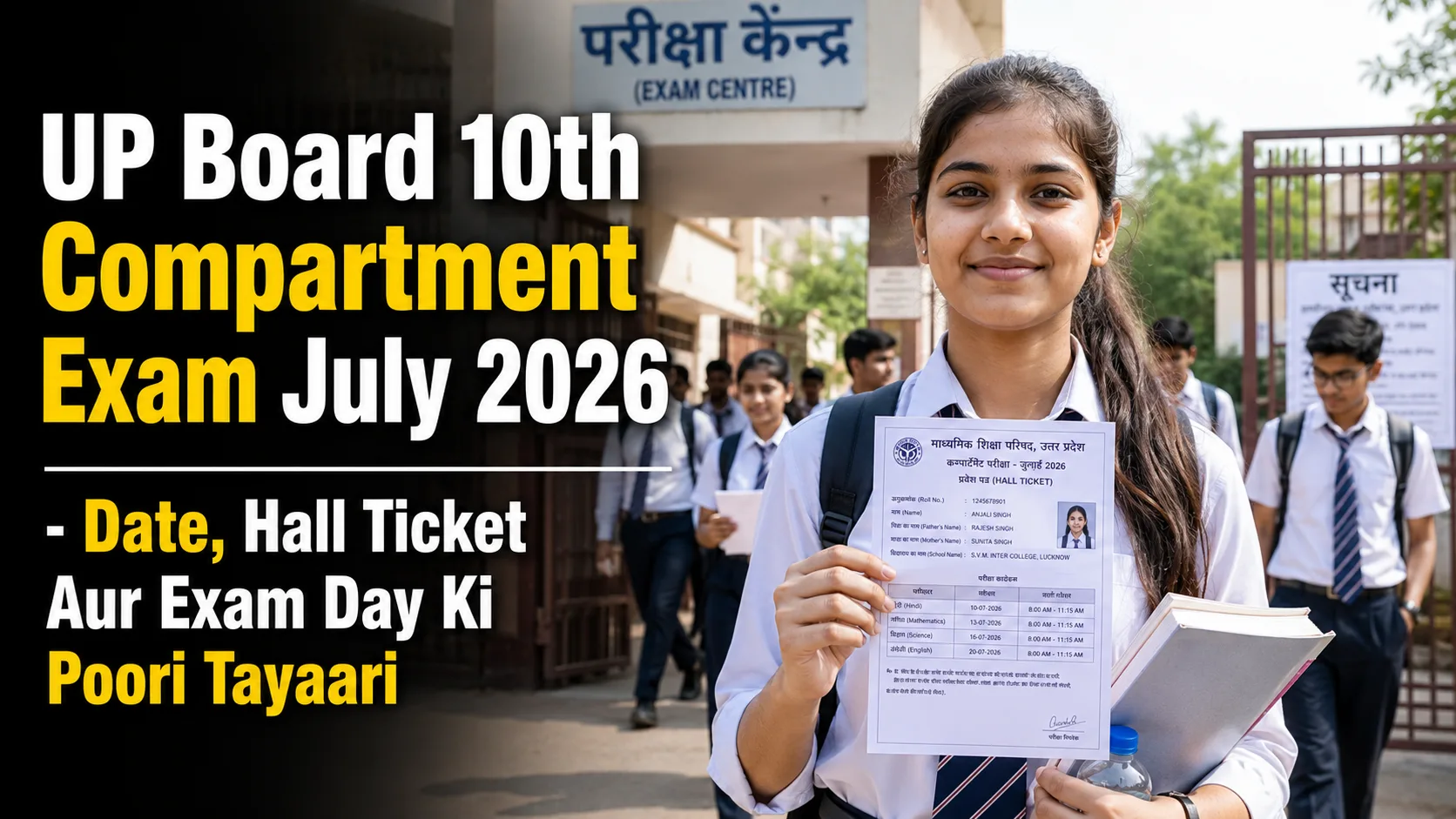 UP Board 10th Compartment Exam July 2026 Date, Hall Ticket Aur Exam Day Ki Poori Tayaari