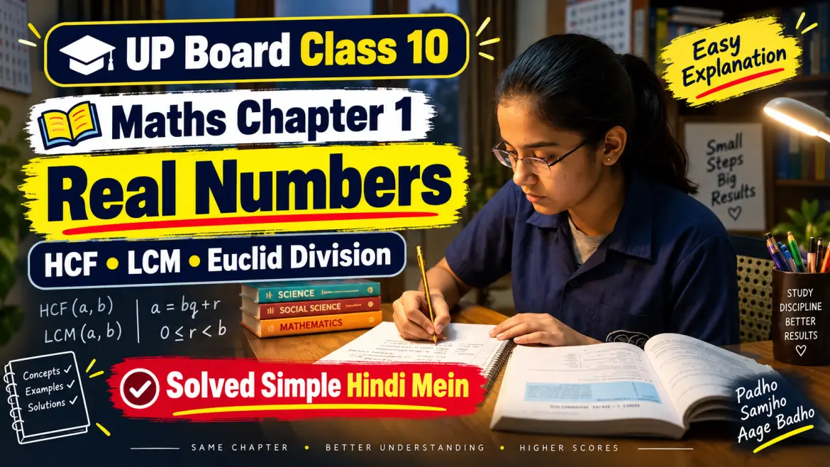 UP Board Class 10 Maths Chapter 1 Real Numbers: HCF, LCM, Euclid’s Division Algorithm Solved Simple Hindi Mein