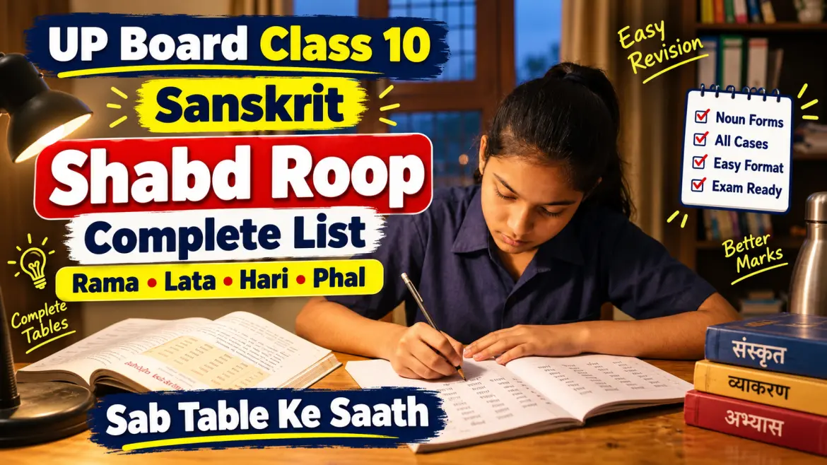 UP Board Class 10 Sanskrit Shabd Roop Complete List: Rama Lata Hari Phal Sab Table Ke Saath