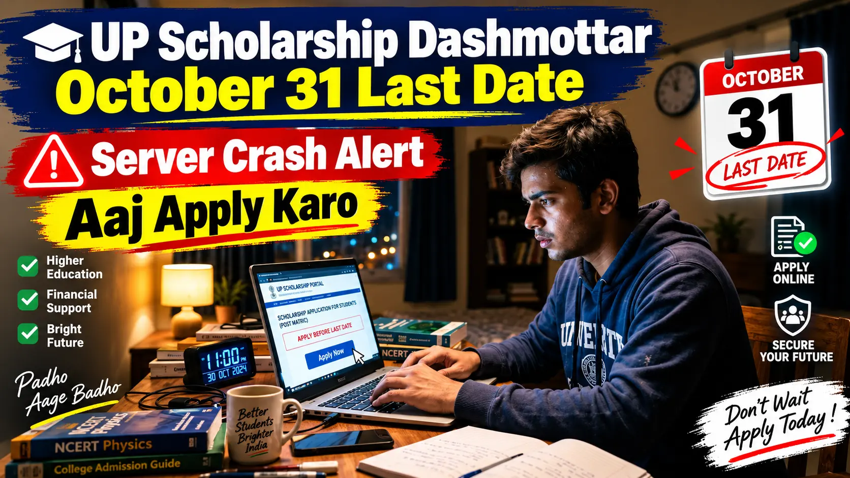 UP Scholarship Dashmottar October 31 Last Date – Server Crash Alert, Aaj Apply Karo