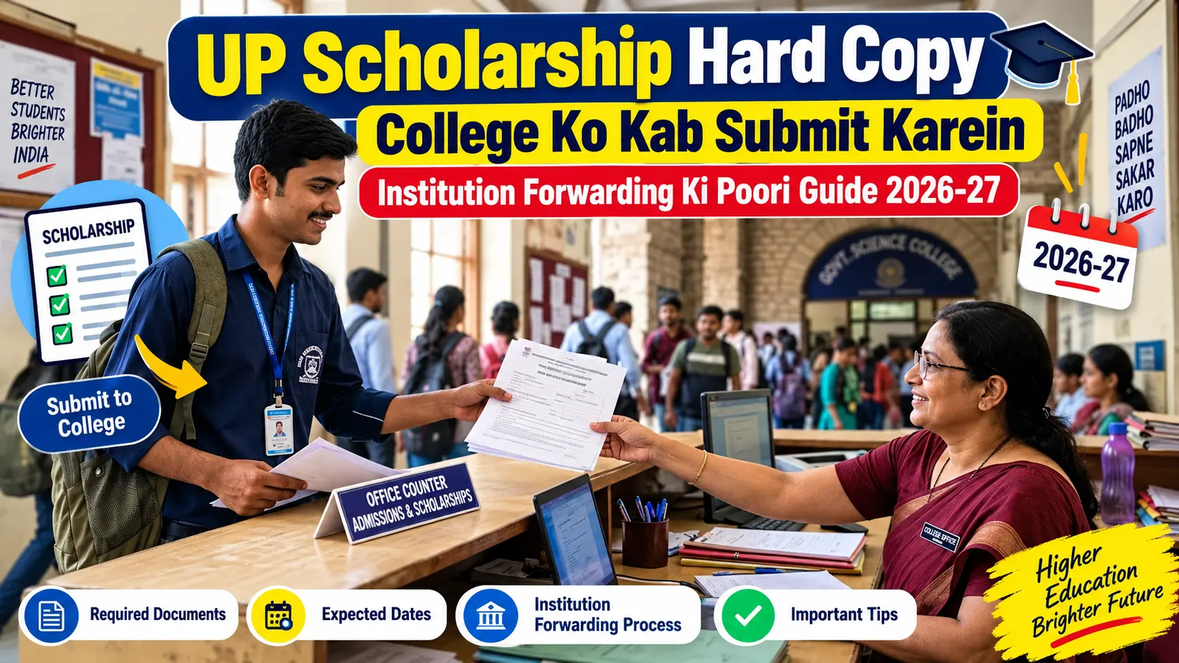 UP Scholarship Hard Copy College Ko Kab Submit Karein, Institution Forwarding Ki Poori Guide 2026-27