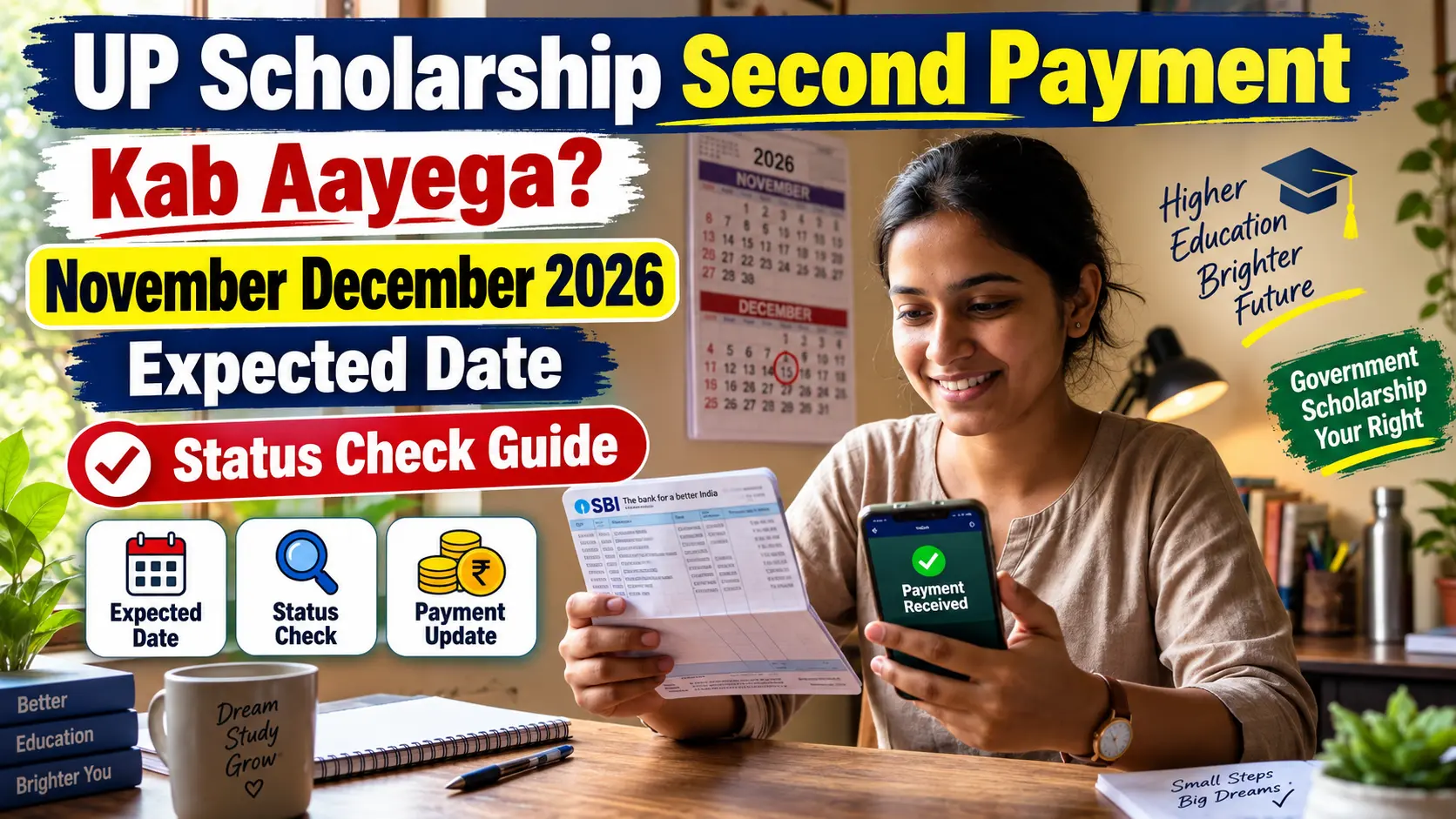 UP Scholarship Second Payment Kab Aayega: November December 2026 Expected Date, Status Check Guide